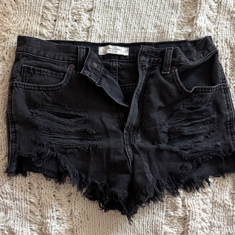 Abercrombie & Fitch Black Distressed Jean Shorts